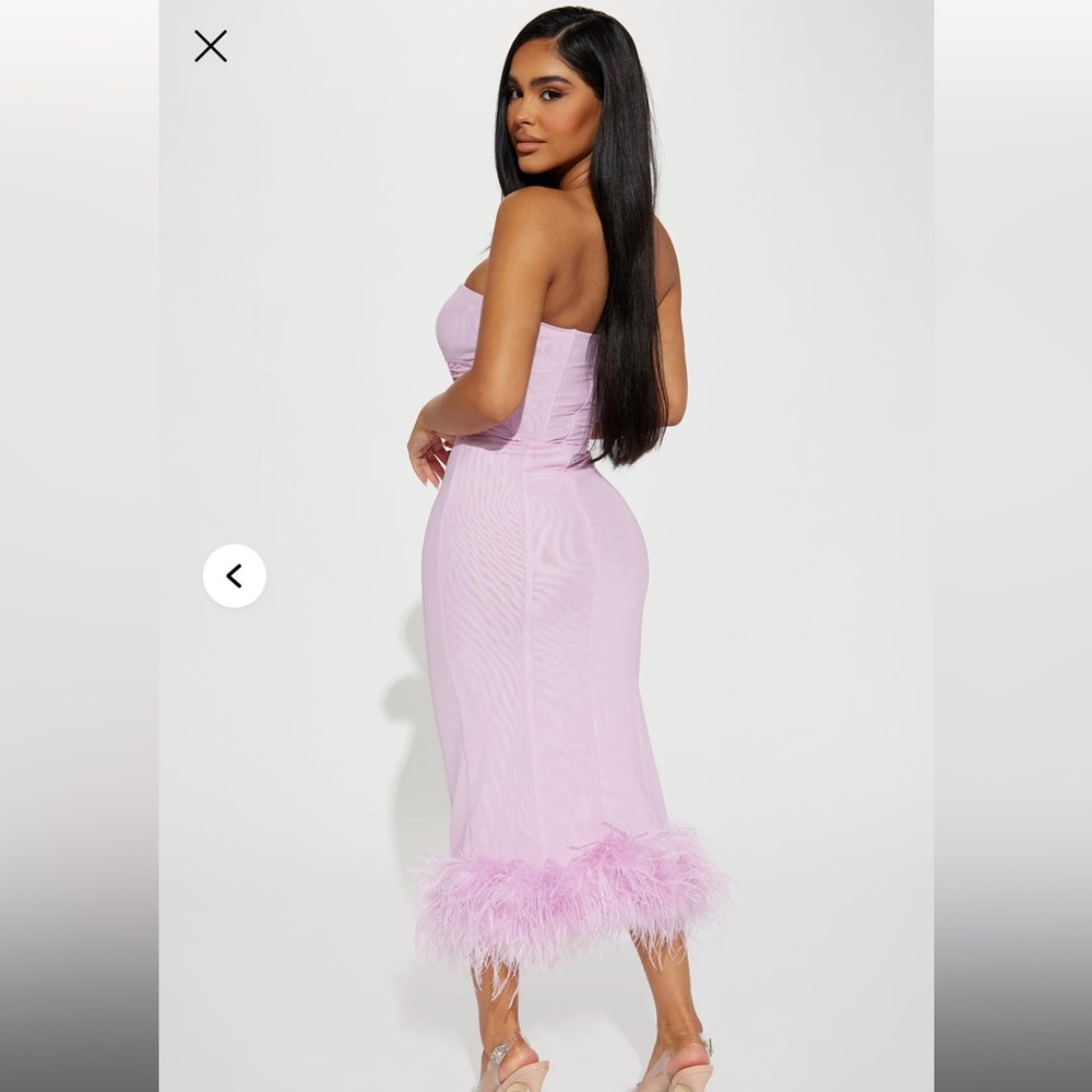 Fashion Nova Lavender Feather Midi dress Skirt